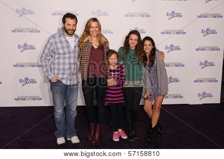 Judd Apatow, Leslie Mann and family at the 