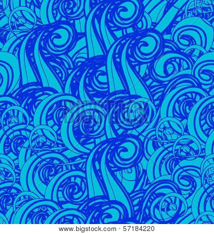 Vector background with abstract blue waves. Seamless pattern.