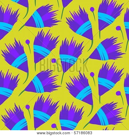 Vector seamless floral pattern with blue bells