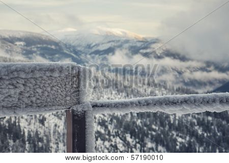 Frozen balcony railing