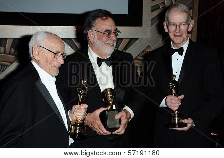 Eli Wallach, Francis Ford Coppola and Kevin Brownlow at the  2nd Annual Academy Governors Awards, Kodak Theater, Hollywood, CA.  11-14-10