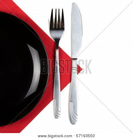 Plate, fork and knife