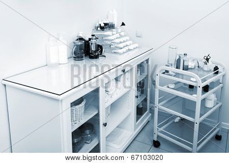 desk in a modern beauty shop