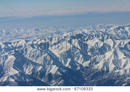 Caucasus mountains. View from the airplane.