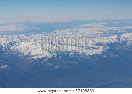 Caucasus mountains. View from the airplane.
