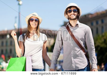 Toursits couple having nice time