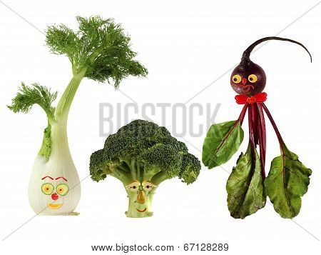 Funny Portraits Made from Beet, Fennel And Broccoli
