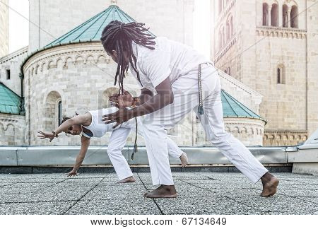 Young pair capoeira partnership spectacular sport