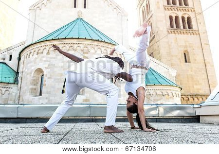 Young pair capoeira partnership spectacular sport
