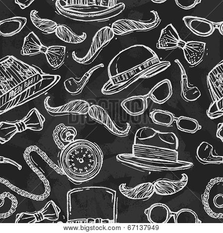 Vintage hats and glasses seamless pattern