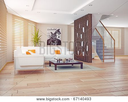 modern living room interior. contemporary 3d concept 