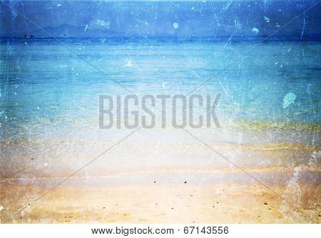 Vintage postcard of beach with copyspace