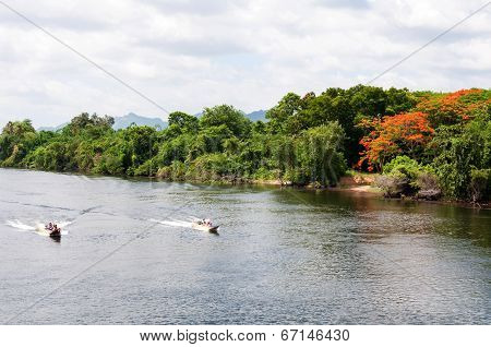 Kanchanaburi, Thailand - May 23, 2014:view Over River Kwai, Kanchanaburi Province, Thailand.
