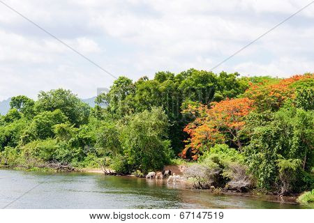 View Over River Kwai, Kanchanaburi Province, Thailand.
