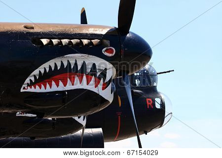 Painting Shark Teeth On The Engine Cowlings Of The Avro Lancaster