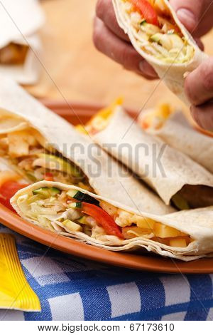 chef making tortilla