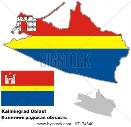 Outline Map Of Kaliningrad Oblast With Flag