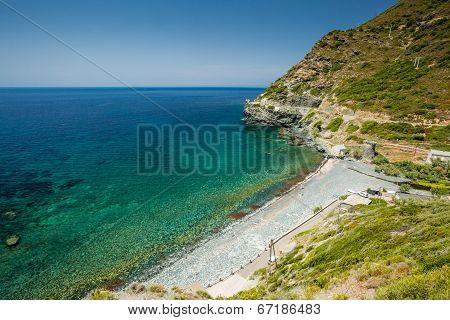 Beach And Genoese Tower At Negru On Cap Corse