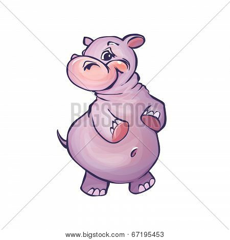 Vector illustration of hippopotamus in cartoon style