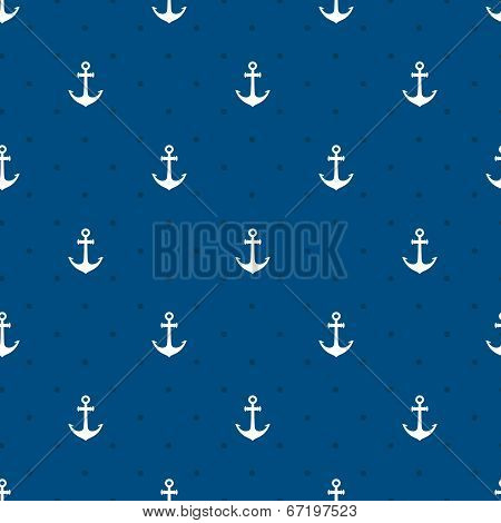Vector blue anchors seamless pattern