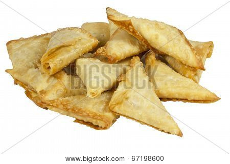 Stack Of Folded And Freshly Fried Samoosas