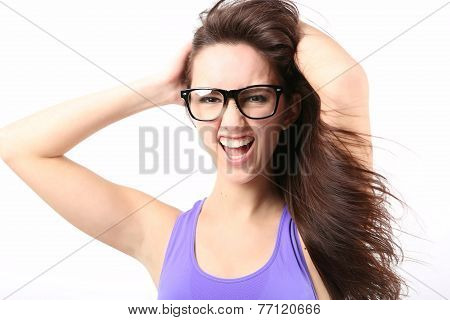 Beauty Girl portrait with long Hair.