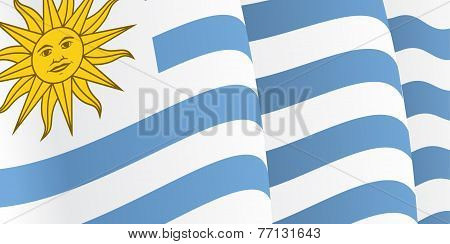 Background with waving Uruguayan Flag. Vector