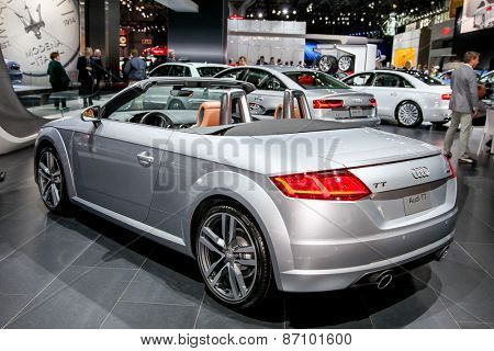 NEW YORK - APRIL 1: Audi exhibit Audi TT at the 2015 New York International Auto Show during Press day,  public show is running from April 3-12, 2015 in New York, NY.