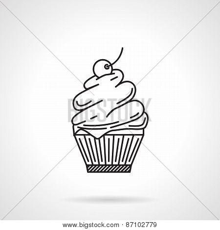 Cream dessert black line vector icon