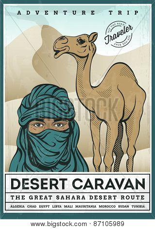 Illustrated Poster Of Desert Tourism