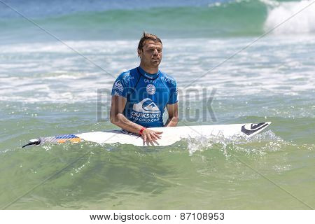 Dane Reynolds competing in the Quicksilver Pro at Snapper Rocks