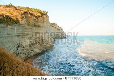Loggas beach (Peroulades beach, Sunset beach) Corfu Island, Greece