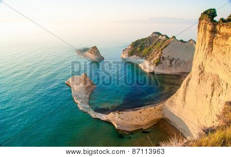Loggas beach (Peroulades beach, Sunset beach) Corfu Island, Greece
