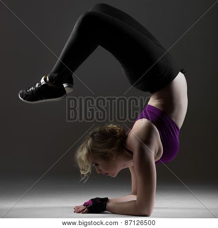 Beautiful Sporty Girl Doing Backbend On Forearms