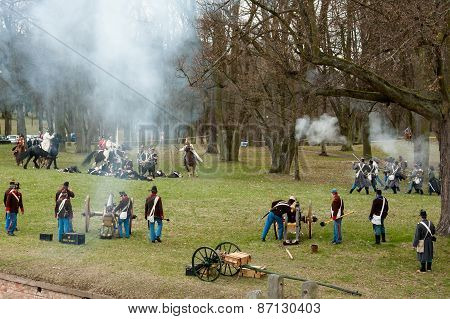 Fortress Josefov, demonstration of a battle in the 19th century