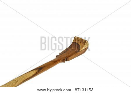 Thai Handcraft Of Wooden Backscratcher, Isolated On White