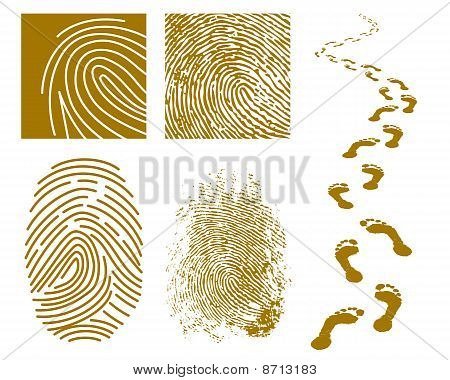 Empreintes digitales et des traces de pas