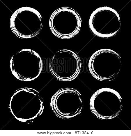 Set Of Grunge Circle. Hand Drawn Elements.