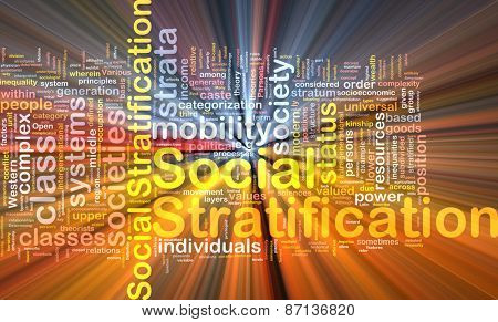 Background text pattern concept wordcloud illustration of social stratification glowing light