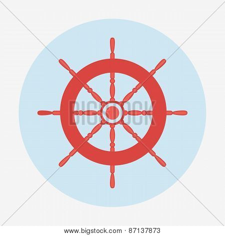 Pirate icon, helm of ship. Flat design vector illustration.