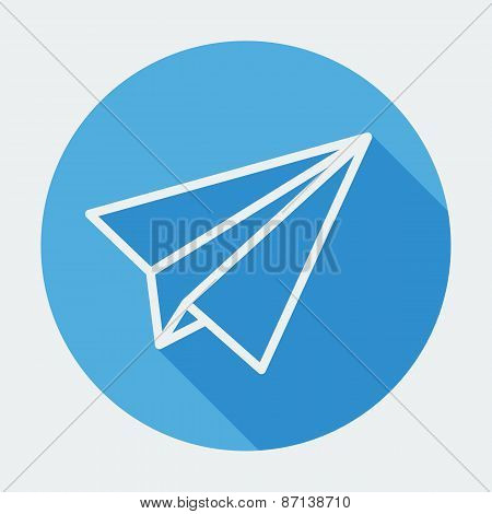 Flat style icon with long shadow, paper plane vector illustration.