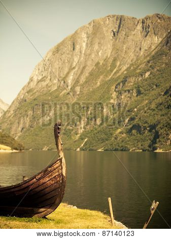 Tourism And Travel. Mountains And Fjord In Norway.