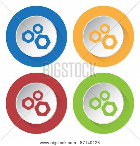 Set Of Four Icons With Nuts