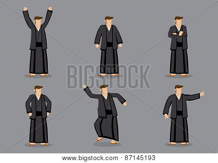 Japanese Man In Yukata Vector Illustration