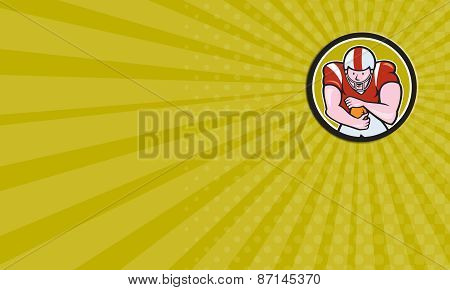 Business Card American Football Running Back Circle Cartoon