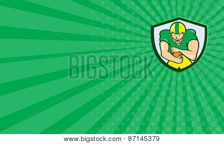 Business Card American Football Running Back Shield Cartoon