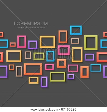 Colorful picture frames seamless background