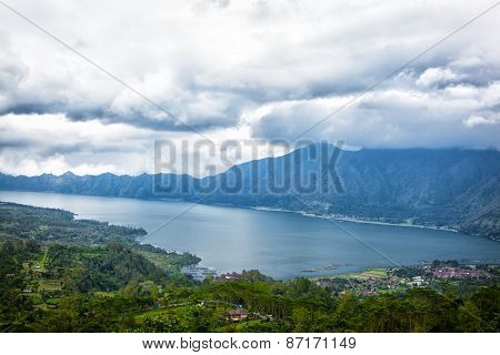 Lake Batur In A Volcano Crater - The Biggest Fresh-water Lake On The Island Of Bali, Indonesia