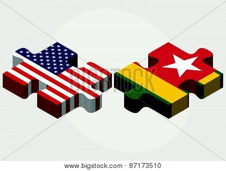 Usa And Togo Flags In Puzzle
