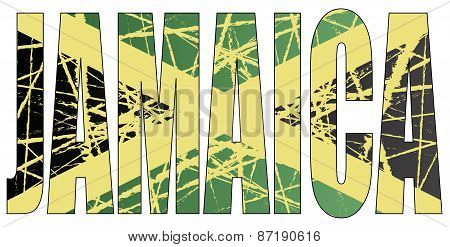 Letters Jamaica with Flag Background